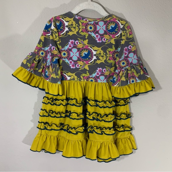 {Tutu & Lulu} Mustard Ruffled Patterned Boho Dress • Size 3/4T - Picture 6 of 6